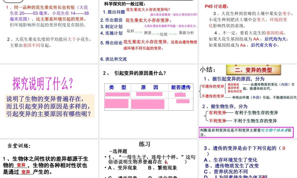 八年级生物下册 7.2.5 生物的变异（第1课时）课件 （新版）新人教版-（新版）新人教版初中八年级下册生物课件