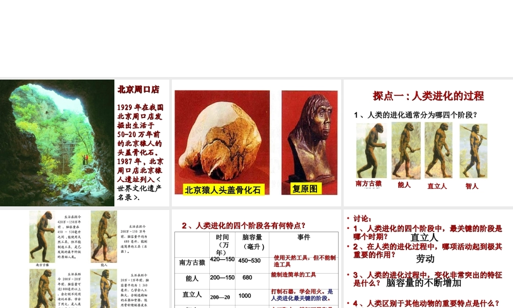 八年级生物下册 5.2.2 人类的进化课件 （新版）济南版-（新版）济南版初中八年级下册生物课件