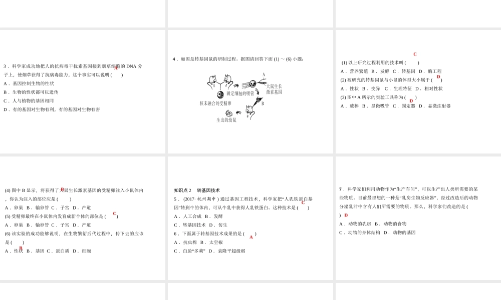 八年级生物下册 7.2.1 基因控制生物的性状（第1课时 基因控制生物的性状）课件 （新版）新人教版-（新版）新人教版初中八年级下册生物课件