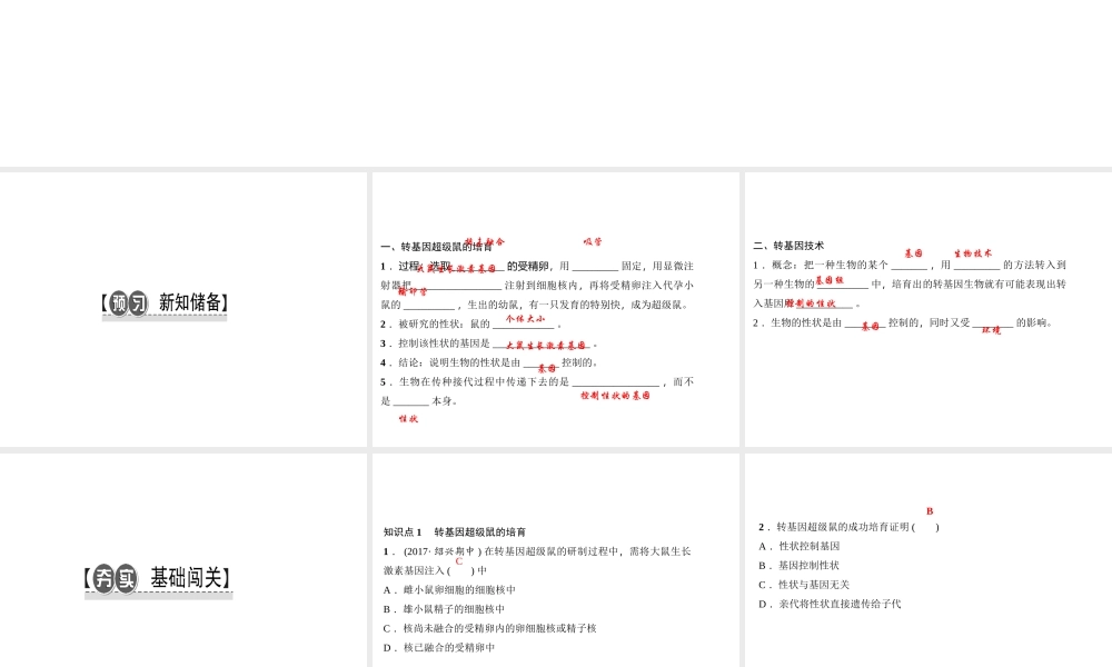 八年级生物下册 7.2.1 基因控制生物的性状（第1课时 基因控制生物的性状）课件 （新版）新人教版-（新版）新人教级下册生物课件