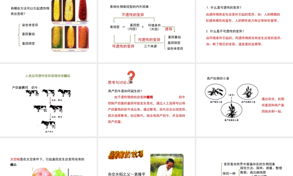 八年级生物下册 7.2.5 生物的变异教学课件 （新版）新人教版-（新版）新人教版初中八年级下册生物课件