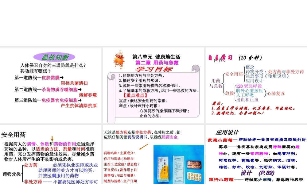 八年级生物下册 8.2 用药和急救课件 （新版）新人教版-（新版）新人教版初中八年级下册生物课件