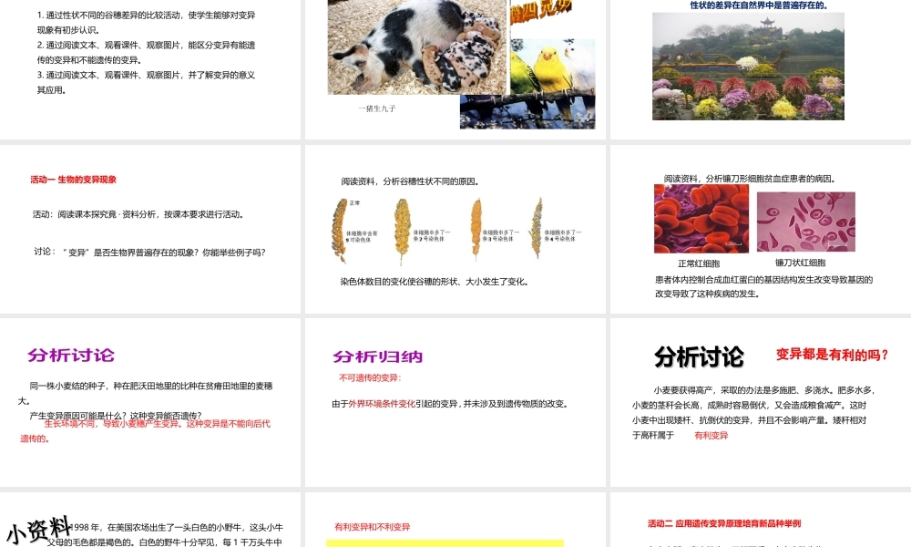 八年级生物下册 6.2.2 变异课件 （新版）冀教版-（新版）冀教版初中八年级下册生物课件