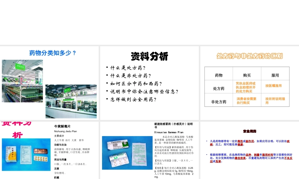 八年级生物下册 8.2 用药和急救课件2 （新版）新人教版