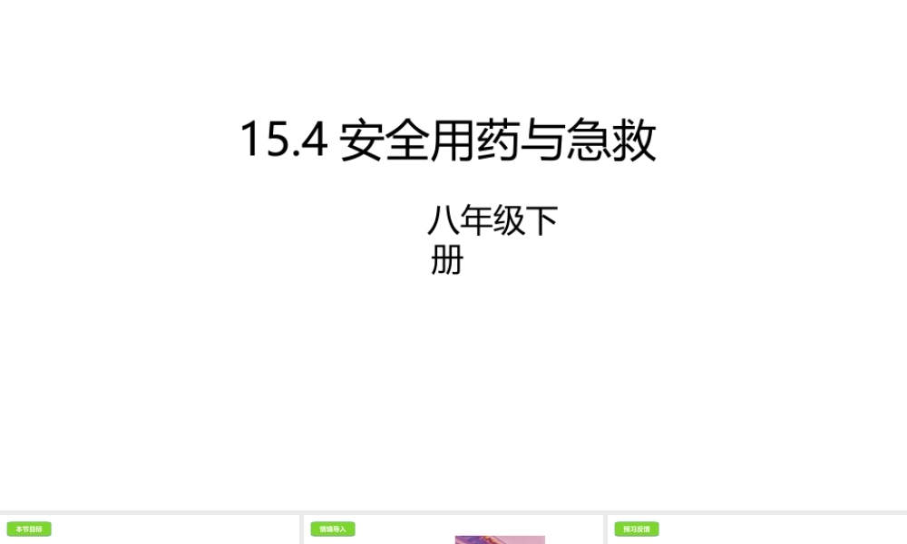 八年级生物下册 15.4 安全用药与急救课件 北京课改版-北京课改级下册生物课件