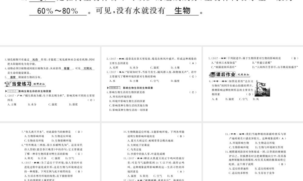 八年级生物下册 23.1 生物的生存依赖一定的环境课件 （新版）北师大版-（新版）北师大版初中八年级下册生物课件