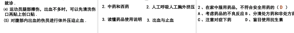 八年级生物下册 8.2 用药与急救课件 （新版）新人教版-（新版）新人教版初中八年级下册生物课件