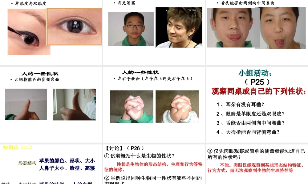 八年级生物下册 7.2.1 基因控制生物的性状课件1 新人教版