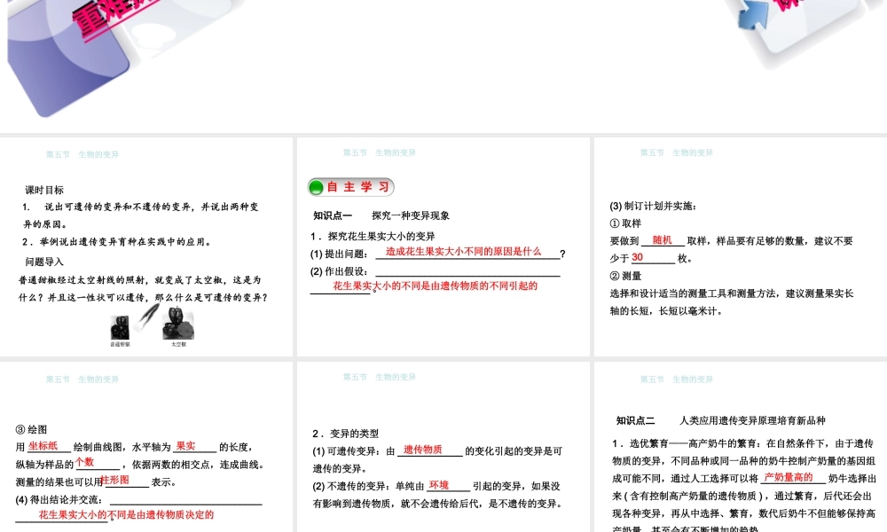 八年级生物下册 7.2.5生物的变异课件 （新版）新人教版-（新版）新人教版初中八年级下册生物课件