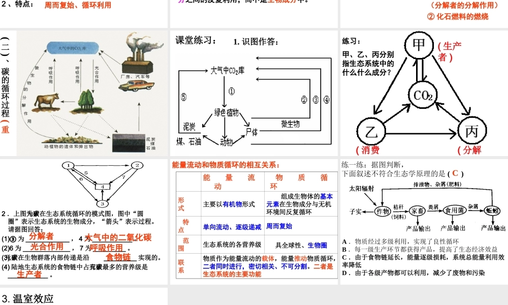 八年级生物下册 6.2.3 能量流动和物质循环课件2 （新版）济南版-（新版）济南级下册生物课件