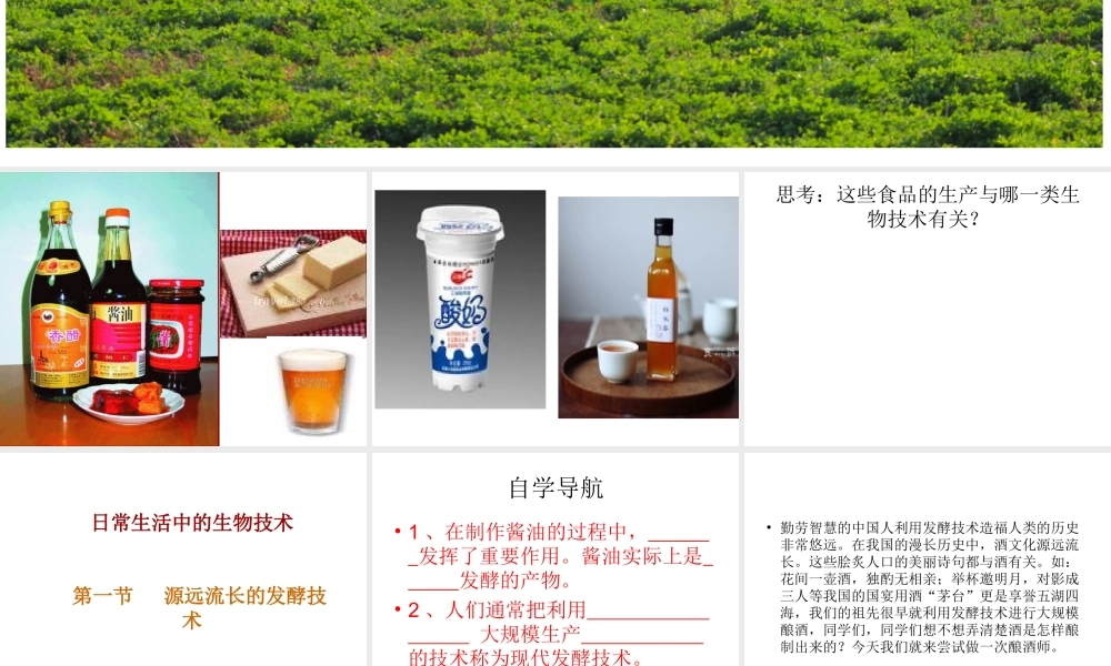 八年级生物下册 23.1 源远流长的发酵技术（第1课时）课件 （新版）苏教版-（新版）苏教版初中八年级下册生物课件