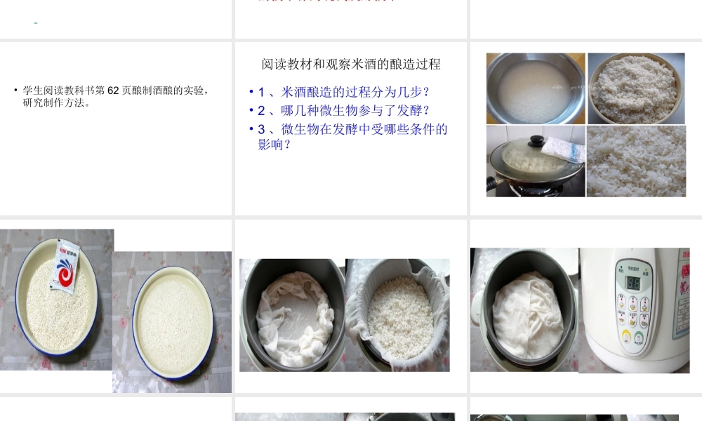 八年级生物下册 23.1 源远流长的发酵技术（第1课时）课件 （新版）苏教版-（新版）苏教级下册生物课件