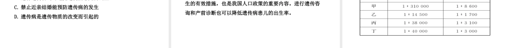 八年级生物下册 6.2.3遗传病与优生教学课件 （新版）冀教版-（新版）冀教版初中八年级下册生物课件