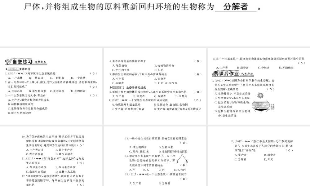 八年级生物下册 23.2 生态系统概述课件 （新版）北师大版-（新版）北师大版初中八年级下册生物课件