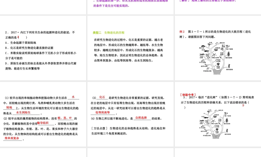 八年级生物下册 7.3 生命的起源和生物进化总结提升(三)课件 （新版）新人教版-（新版）新人教版初中八年级下册生物课件