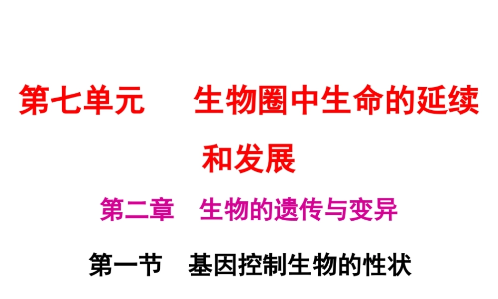 八年级生物下册 7.2.1基因控制生物的性状课件（新版）新人教版-（新版）新人教版初中八年级下册生物课件
