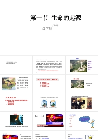 八年级生物下册 6.3.1 生命的起源课件 （新版）冀教版-（新版）冀教级下册生物课件
