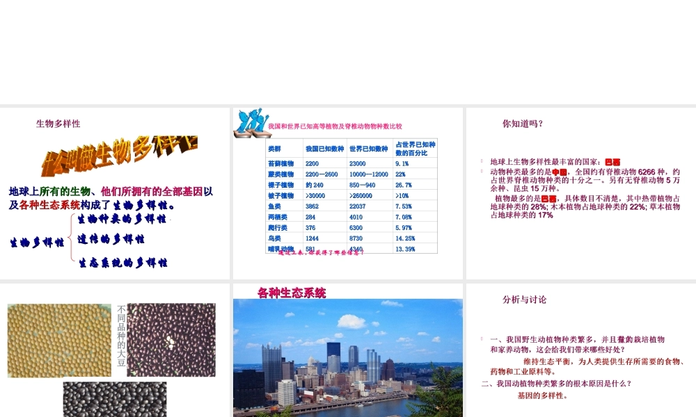 八年级生物下册 6.3.1 生物多样性课件 （新版）济南版-（新版）济南版初中八年级下册生物课件