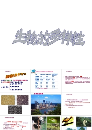 八年级生物下册 6.3.1 生物多样性课件 （新版）济南版-（新版）济南级下册生物课件