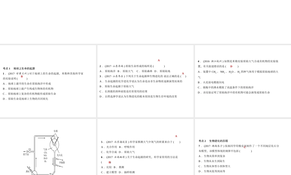 八年级生物下册 7.3 生命起源和生物进化考点突破课件 （新版）新人教版-（新版）新人教版初中八年级下册生物课件
