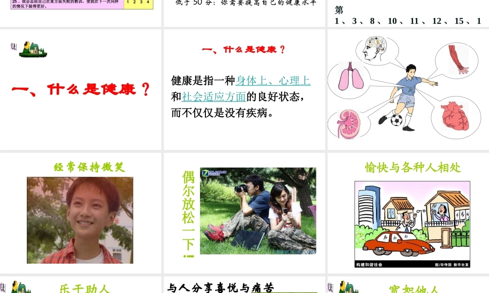 八年级生物下册 8.3.1 评价自己的健康状况课件 新人教版-新人教版初中八年级下册生物课件