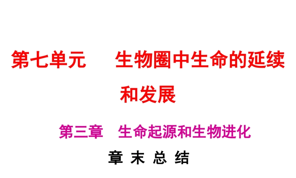 八年级生物下册 7.3 生命起源和生物进化章末总结课件 （新版）新人教版-（新版）新人教级下册生物课件