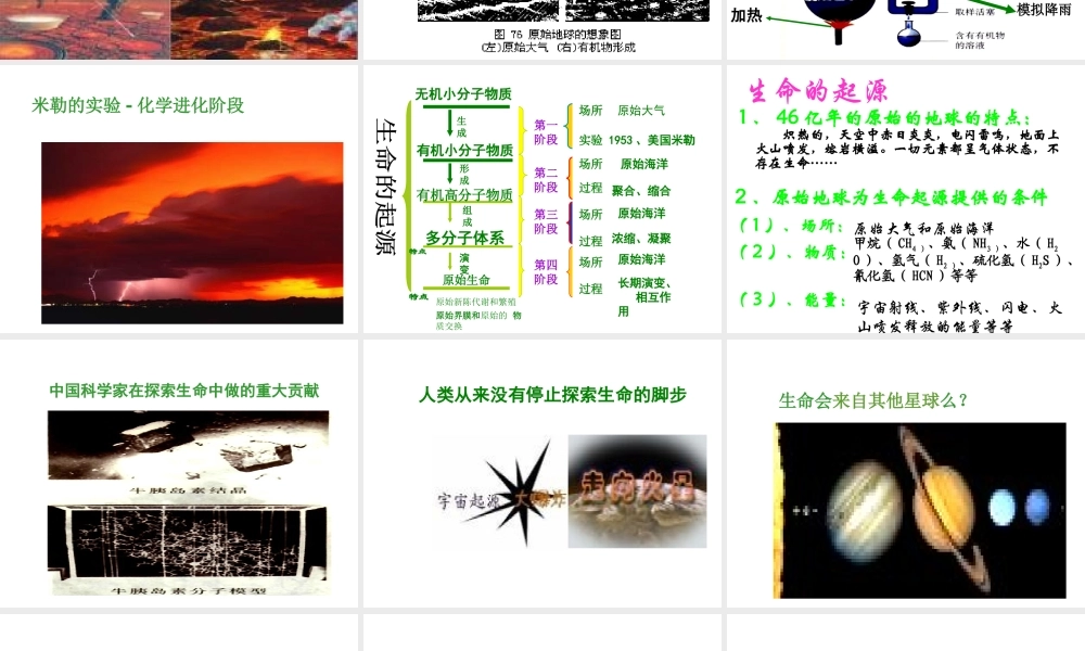 八年级生物下册 7.3.1 地球上生命的起源课件 （新版）新人教版-（新版）新人教版初中八年级下册生物课件