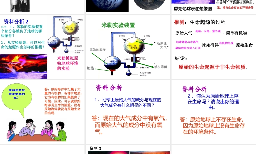 八年级生物下册 7.3.1 地球上生命的起源课件 新人教版
