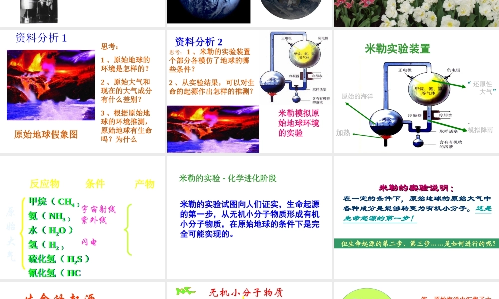 八年级生物下册 7.3.1 地球上生命的起源课件4 （新版）新人教版-（新版）新人教版初中八年级下册生物课件