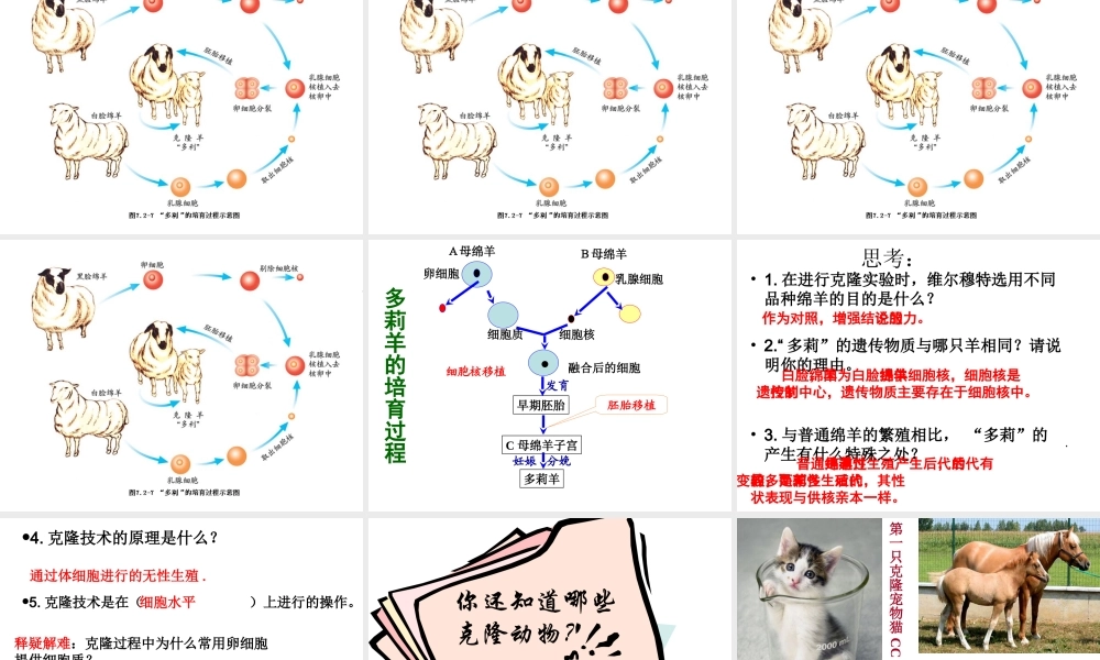 八年级生物下册 7.2.2 克隆技术课件 （新版）济南版-（新版）济南版初中八年级下册生物课件