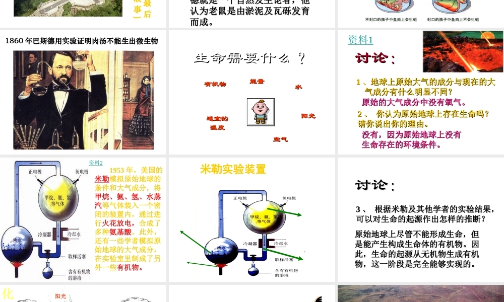八年级生物下册 7.3.1 地球上生命的起源课件4 （新版）新人教版