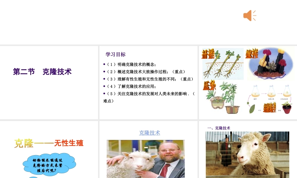 八年级生物下册 7.2.2 克隆技术课件 （新版）济南版
