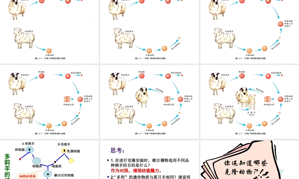 八年级生物下册 7.2.2 克隆技术课件 （新版）济南版