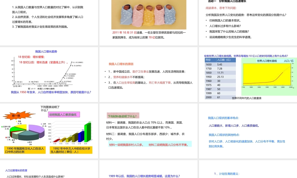 八年级生物下册 7.3.1 控制人口的过度增长课件 （新版）冀教版-（新版）冀教级下册生物课件