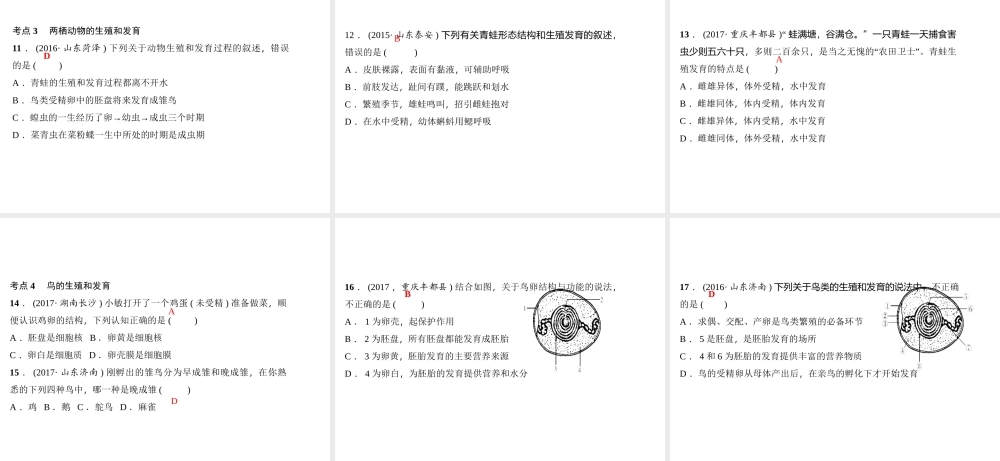 八年级生物下册 7.1 生物的生殖和发育考点突破课件 （新版）新人教版-（新版）新人教级下册生物课件