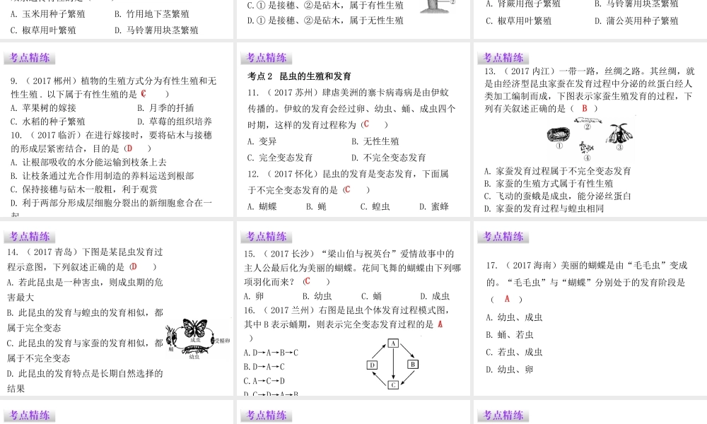 八年级生物下册 7.1 生物的生殖和发育章末总结课件 （新版）新人教版-（新版）新人教级下册生物课件