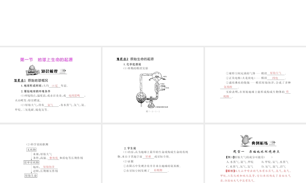 八年级生物下册 7.3.1,《地球上生命的起源》配套课件 人教新课标版
