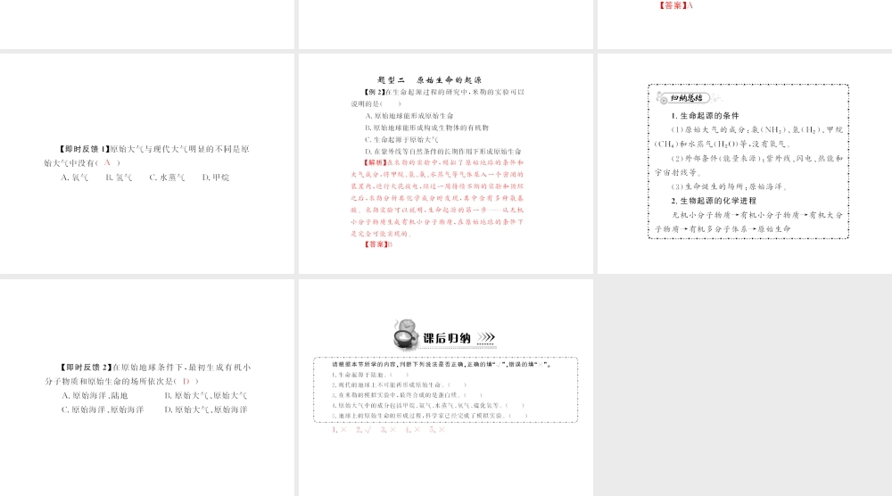 八年级生物下册 7.3.1,《地球上生命的起源》配套课件 人教新课标版