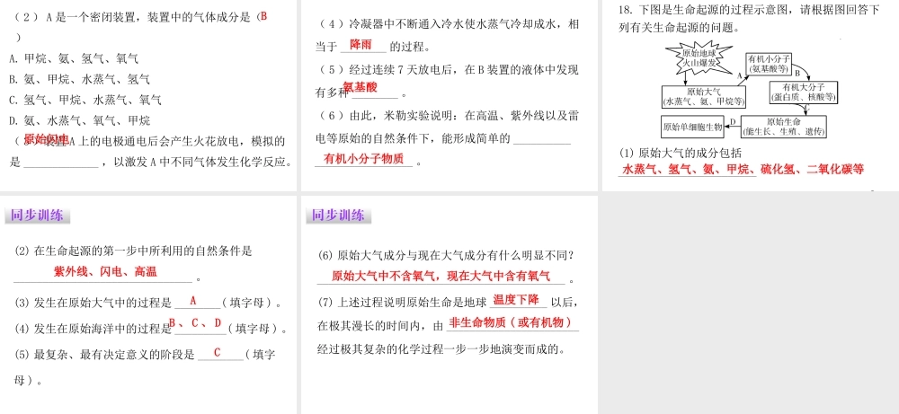 八年级生物下册 7.3.1地球上生命的起源课件（新版）新人教版-（新版）新人教版初中八年级下册生物课件