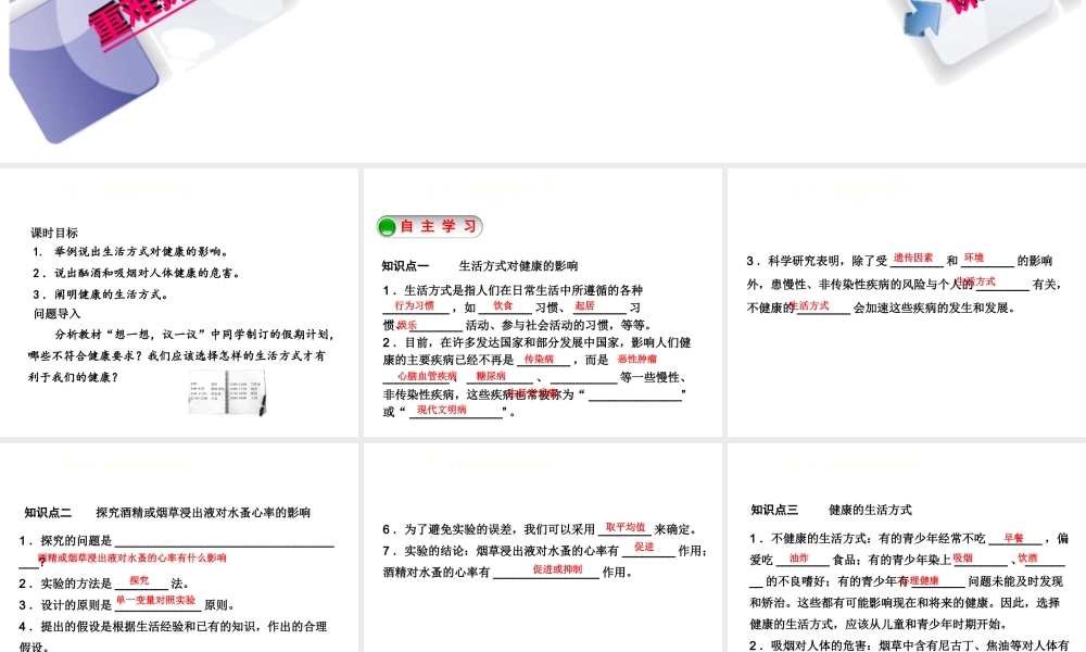 八年级生物下册 8.3.2选择健康的生活方式课件3 （新版）新人教版-（新版）新人教级下册生物课件
