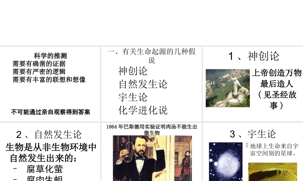 八年级生物下册 7.3.1地球上生命的起源课件2 （新版）新人教版