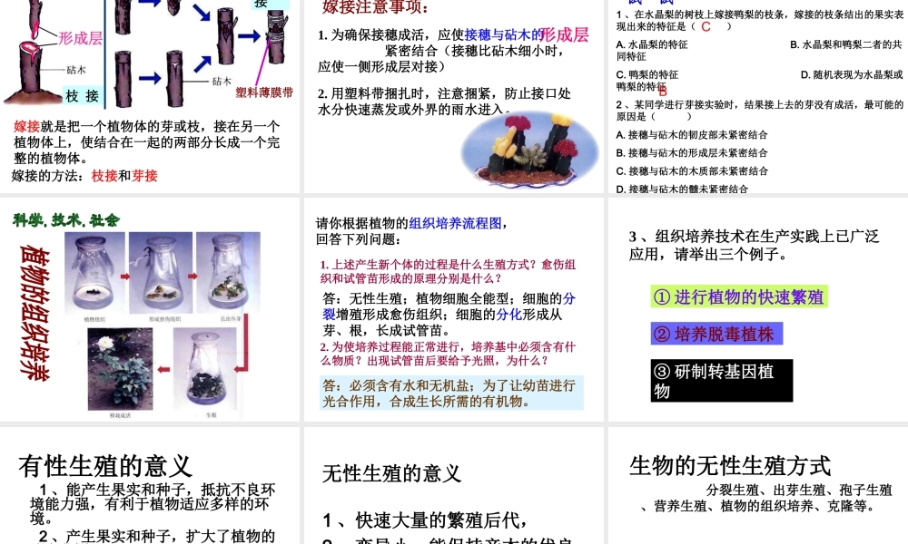 八年级生物下册 7.1.1 植物的生殖（第2课时）课件 （新版）新人教版-（新版）新人教级下册生物课件