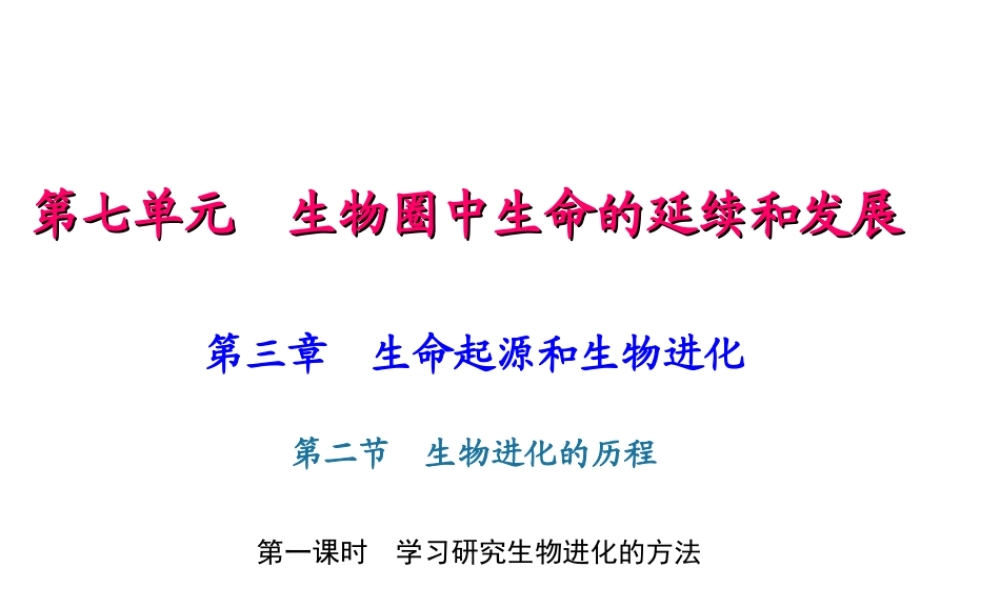 八年级生物下册 7.3.2 生物进化的历程（第1课时 学习研究生物进化的方法）课件 （新版）新人教版-（新版）新人教版初中八年级下册生物课件