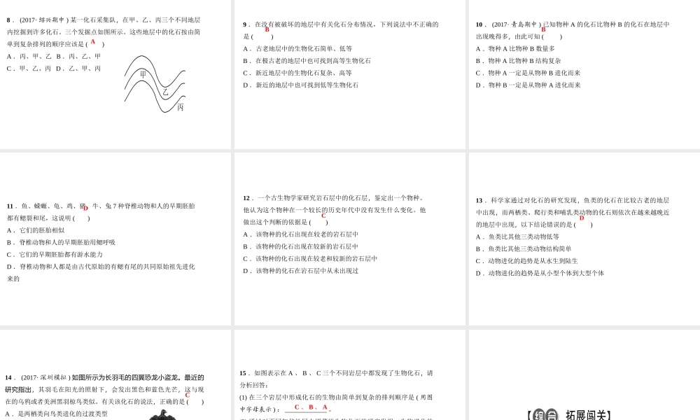 八年级生物下册 7.3.2 生物进化的历程（第1课时 学习研究生物进化的方法）课件 （新版）新人教版-（新版）新人教级下册生物课件