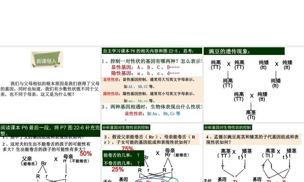 八年级生物下册 22.1 生物的遗传（第2课时）课件 （新版）苏科版-（新版）苏科级下册生物课件