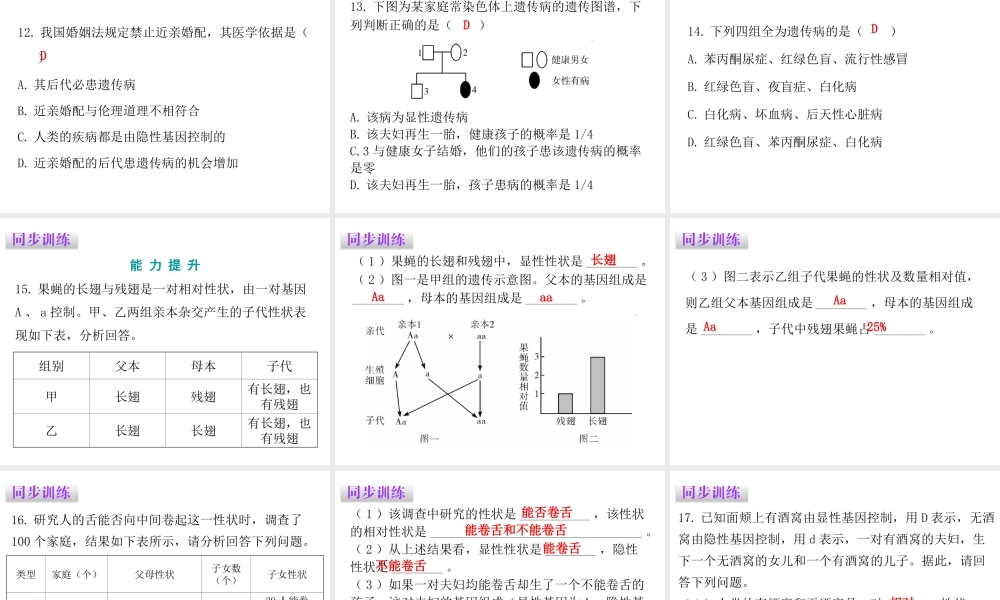 八年级生物下册 7.2.3 基因的显性和隐性课件（新版）新人教版-（新版）新人教级下册生物课件