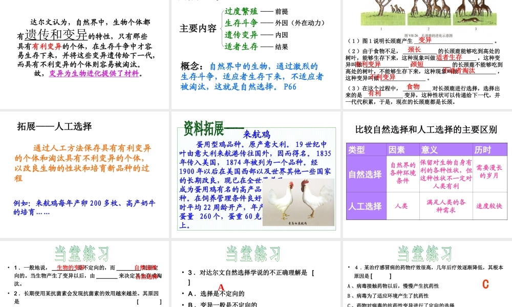 八年级生物下册 7.3.3 生物进化的原因（第2课时）课件 新人教版-新人教版初中八年级下册生物课件