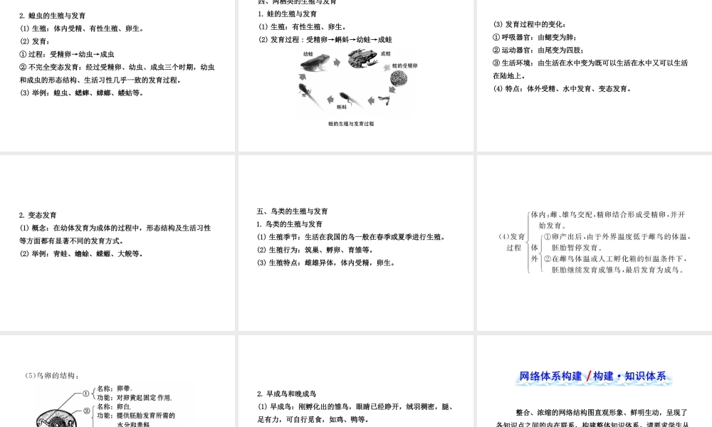 八年级生物下册 第14章 生物的生殖与发育 阶段复习课课件 苏教版