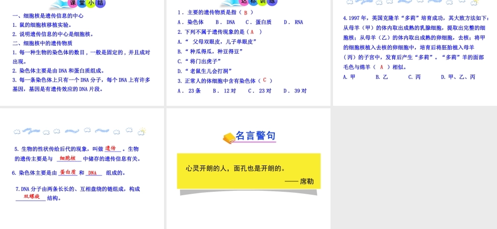 八年级生物下册 第15章 生物的遗传和变异 第一节 DNA是主要的遗传物质课件 苏教版