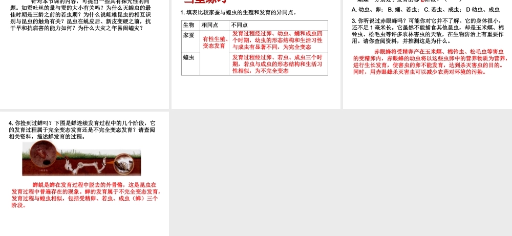 八年级生物下册 7.1.2 昆虫的生殖和发育课件 新人教版